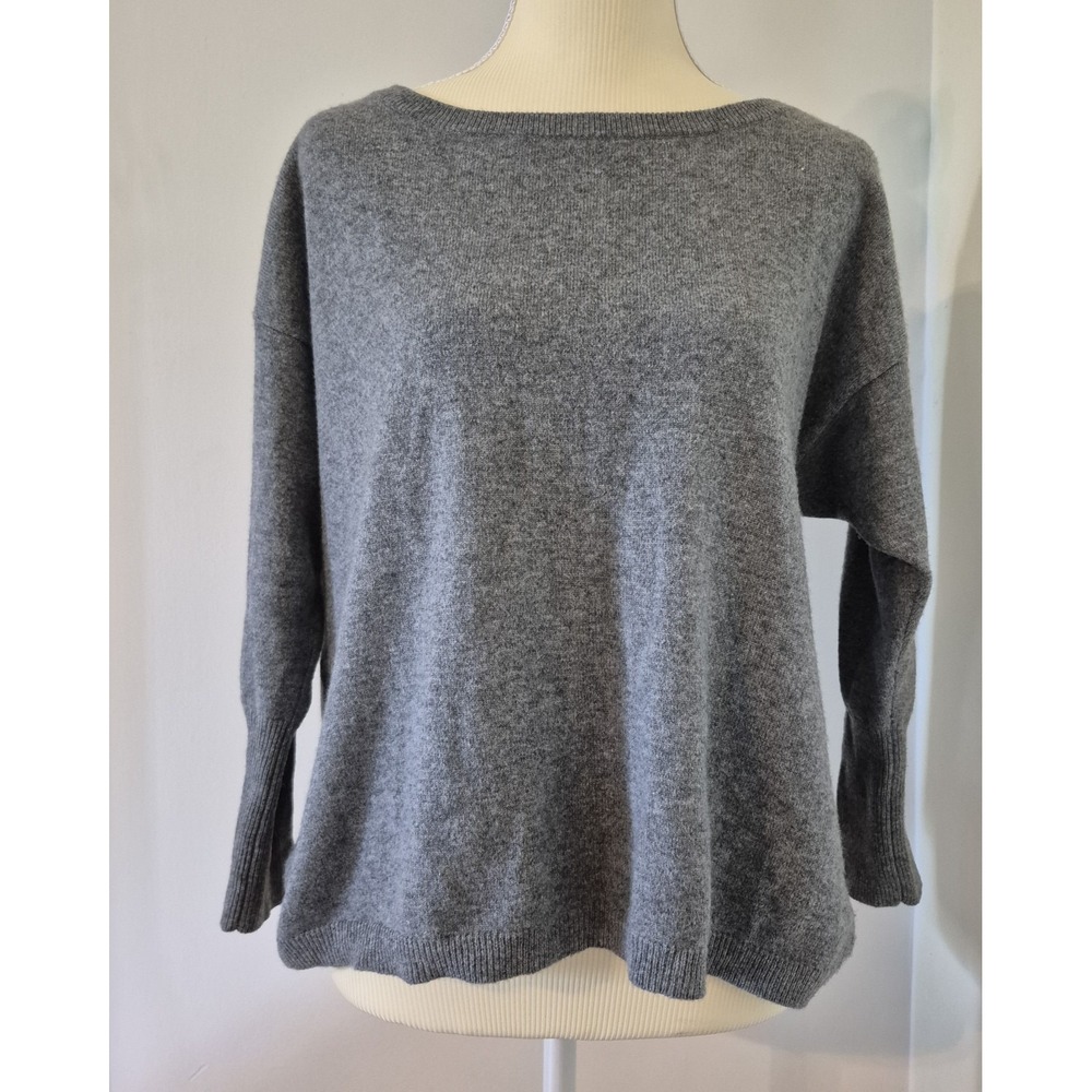 Women's Size S 100% Cashmere Button Back Rainbow Sweater Quiet Luxury Artsy Cozy